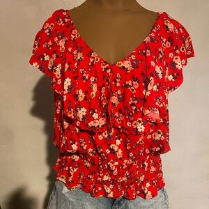 Floral Red Women's Top
